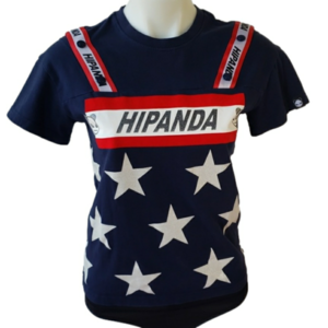 HiPanda like new navy & red snapoff shoulder sparkle star tshirt